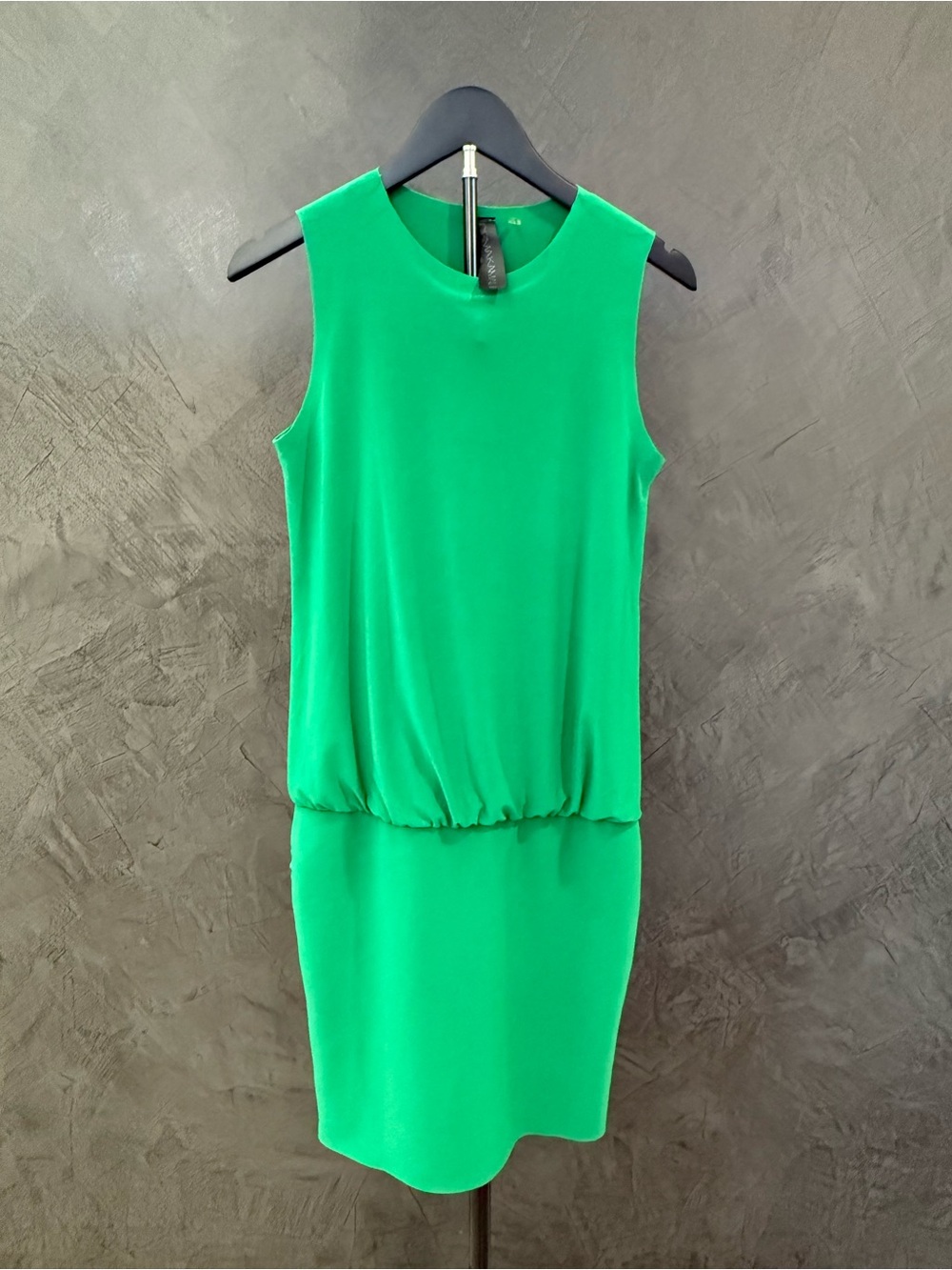 EUC Norma Kamali Sleeveless Green Blouson Mini Dress